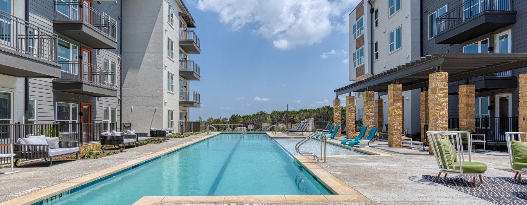 Resort style pool overlooking the Austin Greenbelt